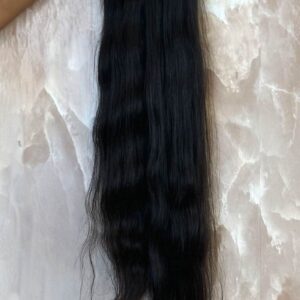 Boule de mêches cheveux indiens qualité remy temple hair donneur unique texture lisse noir 28"